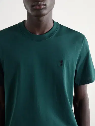 AMI PARIS Logo-Embroidered Cotton-Jersey T-Shirt - Men | Thumbnail 5 AMI PARIS Logo-Embroidered Cotton-Jersey T-Shirt - Men | Thumbnail 5