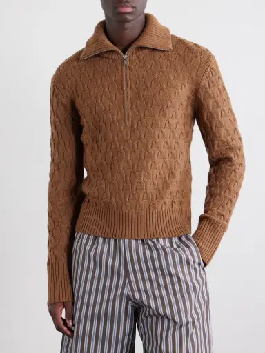 Wales Bonner Wool Half-Zip Sweater - Men | Thumbnail 3 Wales Bonner Wool Half-Zip Sweater - Men | Thumbnail 3