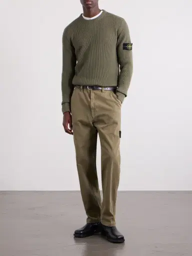 Stone Island Logo-Appliquéd Straight-Leg Garment-Dyed Cotton Trousers - Men | Thumbnail 2 Stone Island Logo-Appliquéd Straight-Leg Garment-Dyed Cotton Trousers - Men | Thumbnail 2