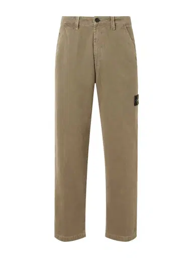 Stone Island Logo-Appliquéd Straight-Leg Garment-Dyed Cotton Trousers - Men | Thumbnail 1 Stone Island Logo-Appliquéd Straight-Leg Garment-Dyed Cotton Trousers - Men | Thumbnail 1