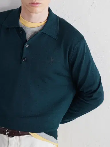 AMI PARIS Merino Wool Polo Shirt - Men | Thumbnail 5 AMI PARIS Merino Wool Polo Shirt - Men | Thumbnail 5