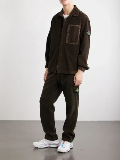Stone Island Logo-Appliquéd Wide-Leg Cotton-Corduroy Trousers - Men | Thumbnail 2 Stone Island Logo-Appliquéd Wide-Leg Cotton-Corduroy Trousers - Men | Thumbnail 2