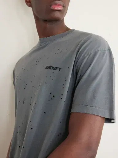 Satisfy Logo-Print Distressed MothTech™ Cotton-Jersey T-Shirt - Men | Thumbnail 4 Satisfy Logo-Print Distressed MothTech™ Cotton-Jersey T-Shirt - Men | Thumbnail 4