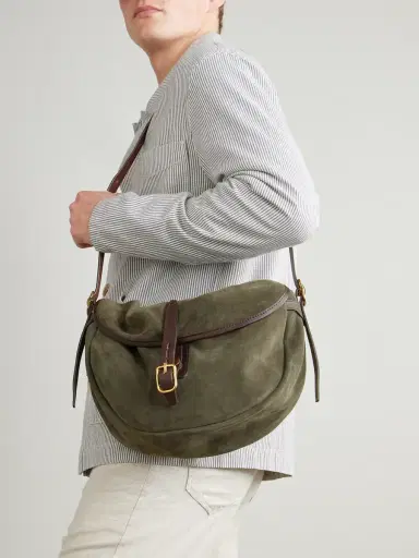 Bleu de Chauffe Margot Leather-Trimmed Suede Messenger Bag - Men | Thumbnail 2 Bleu de Chauffe Margot Leather-Trimmed Suede Messenger Bag - Men | Thumbnail 2
