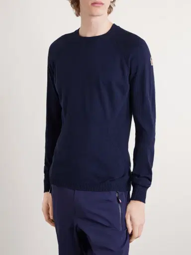 Moncler Grenoble Logo-Appliquéd Crepe Sweater - Men | Thumbnail 3 Moncler Grenoble Logo-Appliquéd Crepe Sweater - Men | Thumbnail 3