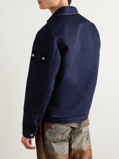 Stone Island Denim Research Logo-Appliquéd Indigo-Dyed Rinsed Denim Tela Jacket - Men | Thumbnail 3 Stone Island Denim Research Logo-Appliquéd Indigo-Dyed Rinsed Denim Tela Jacket - Men | Thumbnail 3