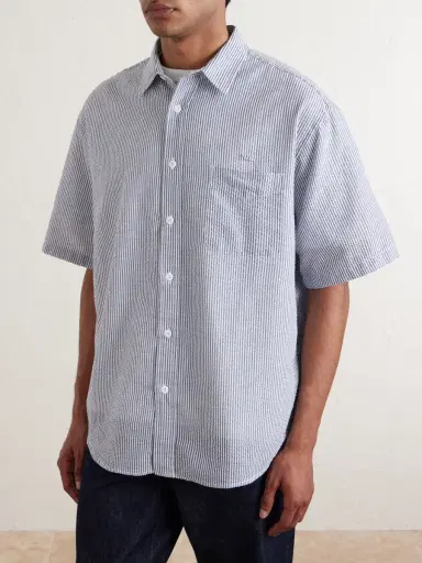FrizmWORKS Striped Cotton-Blend Seersucker Shirt - Men | Thumbnail 3 FrizmWORKS Striped Cotton-Blend Seersucker Shirt - Men | Thumbnail 3