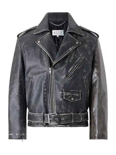 Maison Margiela Belted Distressed Leather Biker Jacket - Men | Thumbnail 1 Maison Margiela Belted Distressed Leather Biker Jacket - Men | Thumbnail 1