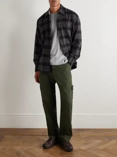 Stone Island Logo-Appliquéd Straight-Leg Stretch-Cotton Twill Trousers - Men | Thumbnail 2 Stone Island Logo-Appliquéd Straight-Leg Stretch-Cotton Twill Trousers - Men | Thumbnail 2