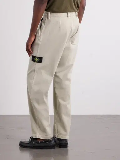 Stone Island Logo-Appliquéd Straight-Leg Garment-Dyed Cotton Trousers - Men | Thumbnail 4 Stone Island Logo-Appliquéd Straight-Leg Garment-Dyed Cotton Trousers - Men | Thumbnail 4