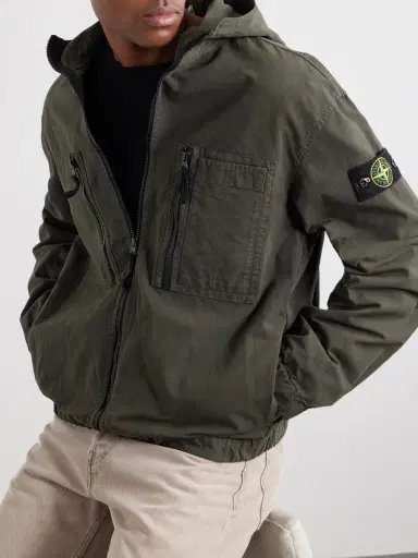 Stone Island Logo-Appliquéd Garment-Dyed Cotton Ripstop Hooded Jacket - Men | Thumbnail 5 Stone Island Logo-Appliquéd Garment-Dyed Cotton Ripstop Hooded Jacket - Men | Thumbnail 5
