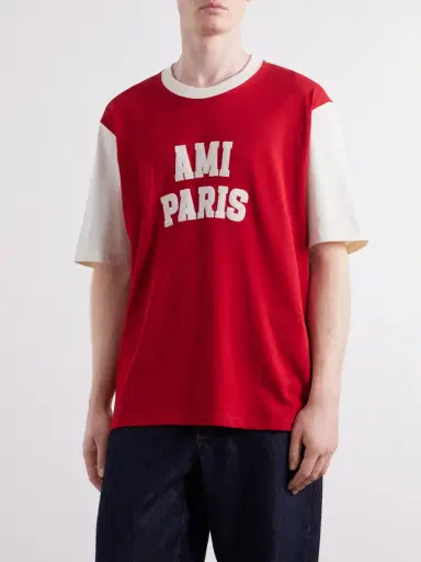 AMI PARIS Logo-Appliquéd Cotton-Jersey T-Shirt - Men | Thumbnail 3 AMI PARIS Logo-Appliquéd Cotton-Jersey T-Shirt - Men | Thumbnail 3