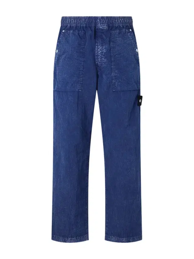 STONE ISLAND DENIM Straight-Leg Logo-Appliquéd Crinkled-Shell Trousers - Men STONE ISLAND DENIM Straight-Leg Logo-Appliquéd Crinkled-Shell Trousers - Men