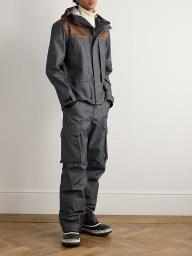 Moncler Grenoble Langtang Leather-Trimmed 3L Tech-Denim Ski Jacket - Men | Thumbnail 2 Moncler Grenoble Langtang Leather-Trimmed 3L Tech-Denim Ski Jacket - Men | Thumbnail 2