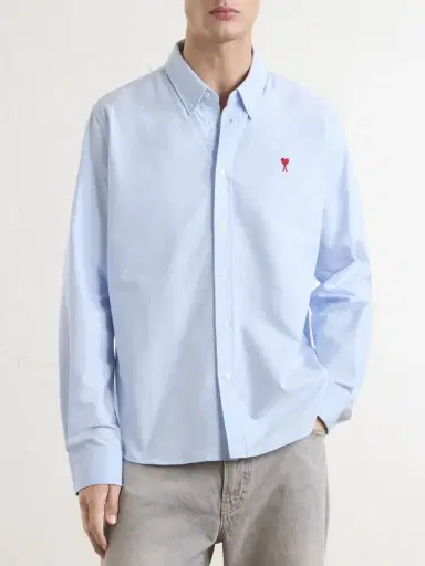 AMI PARIS Logo-Embroidered Cotton Oxford Shirt - Men | Thumbnail 3 AMI PARIS Logo-Embroidered Cotton Oxford Shirt - Men | Thumbnail 3