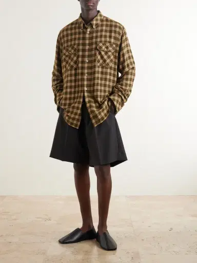 Wales Bonner Canopy Button-Down Logo-Embroidered Checked Cotton Shirt - Men | Thumbnail 2 Wales Bonner Canopy Button-Down Logo-Embroidered Checked Cotton Shirt - Men | Thumbnail 2