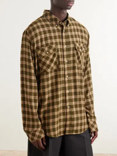 Wales Bonner Canopy Button-Down Logo-Embroidered Checked Cotton Shirt - Men | Thumbnail 3 Wales Bonner Canopy Button-Down Logo-Embroidered Checked Cotton Shirt - Men | Thumbnail 3