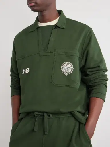 Stone Island New Balance Logo-Print Cotton-Jersey Polo Sweater - Men | Thumbnail 5 Stone Island New Balance Logo-Print Cotton-Jersey Polo Sweater - Men | Thumbnail 5