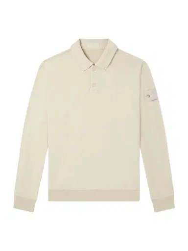 Stone Island STONE ISLAND GHOST Logo-Appliquéd Garment-Dyed Stretch Cotton-Fleece Polo Shirt - Men | Thumbnail 1 Stone Island STONE ISLAND GHOST Logo-Appliquéd Garment-Dyed Stretch Cotton-Fleece Polo Shirt - Men | Thumbnail 1