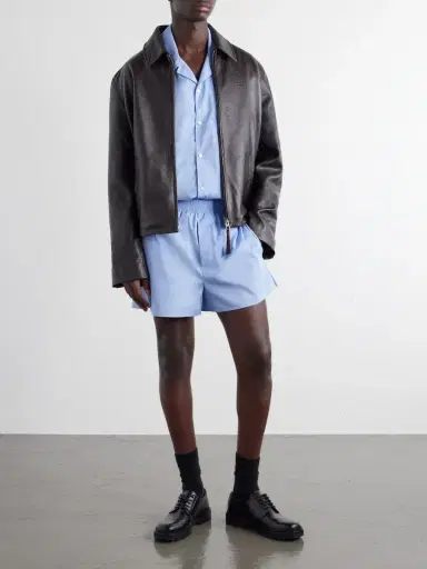 AMI PARIS Straight-Leg Embroidered Cotton-Poplin Shorts - Men | Thumbnail 2 AMI PARIS Straight-Leg Embroidered Cotton-Poplin Shorts - Men | Thumbnail 2