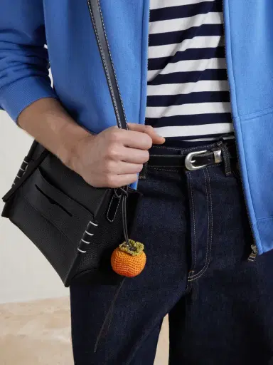JW Anderson Persimmon Crocheted Cotton and Leather Bag Charm - Men | Thumbnail 2 JW Anderson Persimmon Crocheted Cotton and Leather Bag Charm - Men | Thumbnail 2