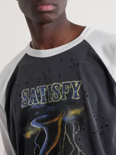 Satisfy Logo-Print Distressed MothTech™ Organic Cotton-Jersey T-Shirt - Men | Thumbnail 5 Satisfy Logo-Print Distressed MothTech™ Organic Cotton-Jersey T-Shirt - Men | Thumbnail 5