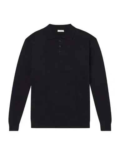ATON Cotton-Blend Polo Sweater - Men | Thumbnail 1 ATON Cotton-Blend Polo Sweater - Men | Thumbnail 1