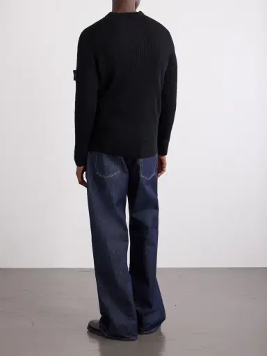 Stone Island Logo-Appliquéd Ribbed Virgin Wool Sweater - Men | Thumbnail 4 Stone Island Logo-Appliquéd Ribbed Virgin Wool Sweater - Men | Thumbnail 4
