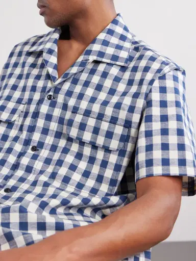Monitaly Milano Gingham Cotton and Linen-Blend Shirt - Men | Thumbnail 5 Monitaly Milano Gingham Cotton and Linen-Blend Shirt - Men | Thumbnail 5