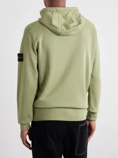 Stone Island Logo-Appliquéd Garment-Dyed Cotton-Fleece Hoodie - Men | Thumbnail 4 Stone Island Logo-Appliquéd Garment-Dyed Cotton-Fleece Hoodie - Men | Thumbnail 4