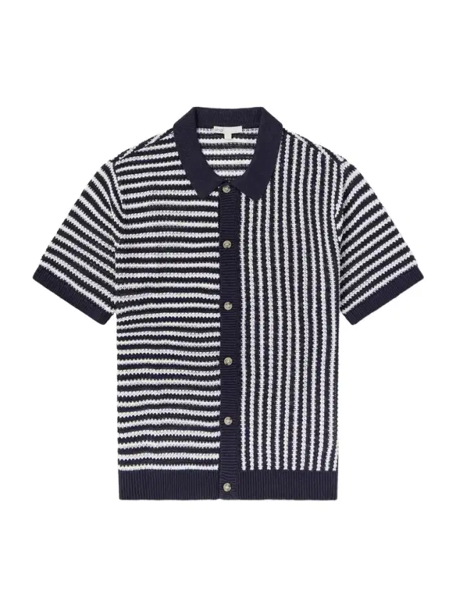 Striped Knitted Linen Shirt - Men Striped Knitted Linen Shirt - Men