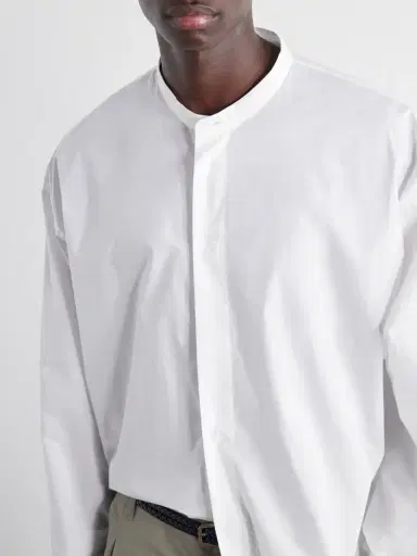 Studio Nicholson Grandad-Collar Cotton-Poplin Shirt - Men | Thumbnail 5 Studio Nicholson Grandad-Collar Cotton-Poplin Shirt - Men | Thumbnail 5