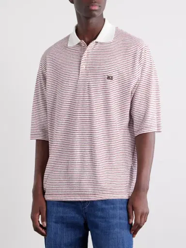 Wales Bonner Bask Striped Linen and Cotton-Blend Polo Shirt - Men | Thumbnail 3 Wales Bonner Bask Striped Linen and Cotton-Blend Polo Shirt - Men | Thumbnail 3