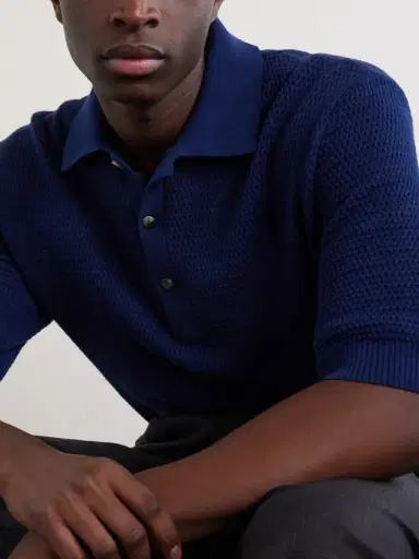 De Bonne Facture Honeycomb-Knit Cotton Polo Shirt - Men | Thumbnail 5 De Bonne Facture Honeycomb-Knit Cotton Polo Shirt - Men | Thumbnail 5