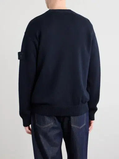 Stone Island Ghost Logo-Appliquéd Cotton and Cashmere-Blend Sweater - Men | Thumbnail 4 Stone Island Ghost Logo-Appliquéd Cotton and Cashmere-Blend Sweater - Men | Thumbnail 4