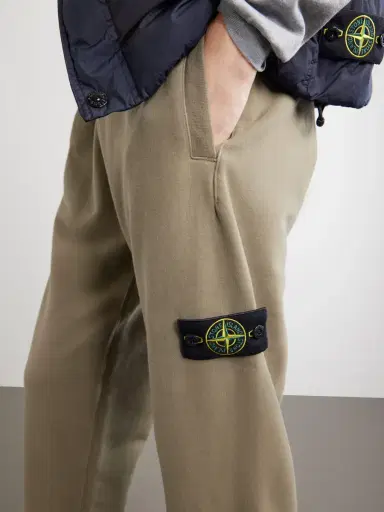 Stone Island Logo-Appliquéd Brushed Cotton-Fleece Sweatpants - Men | Thumbnail 5 Stone Island Logo-Appliquéd Brushed Cotton-Fleece Sweatpants - Men | Thumbnail 5