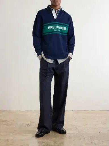Aimé Leon Dore Logo-Embroidered Cotton-Jersey Polo Sweater - Men | Thumbnail 2 Aimé Leon Dore Logo-Embroidered Cotton-Jersey Polo Sweater - Men | Thumbnail 2