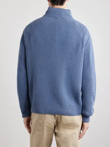 JW Anderson Ribbed Wool and Cotton-Blend Half-Zip Turtleneck Sweater - Men | Thumbnail 4 JW Anderson Ribbed Wool and Cotton-Blend Half-Zip Turtleneck Sweater - Men | Thumbnail 4