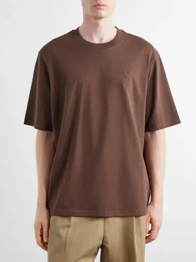 AMI PARIS Logo-Embroidered Cotton-Jersey T-Shirt - Men | Thumbnail 3 AMI PARIS Logo-Embroidered Cotton-Jersey T-Shirt - Men | Thumbnail 3