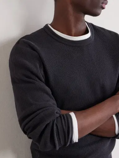Aaron Levine Waffle-Knit Cotton Sweater - Men | Thumbnail 5 Aaron Levine Waffle-Knit Cotton Sweater - Men | Thumbnail 5