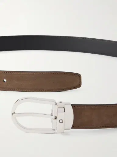 Montblanc 3cm Horseshoe Reversible Suede and Leather Belt - Men | Thumbnail 2 Montblanc 3cm Horseshoe Reversible Suede and Leather Belt - Men | Thumbnail 2