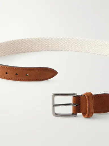 Anderson's 3.5 cm Leather-Trimmed Woven Belt - Men | Thumbnail 3 Anderson's 3.5 cm Leather-Trimmed Woven Belt - Men | Thumbnail 3