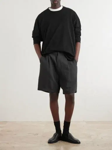 ATON Wide-Leg Cotton and Linen-Blend Twill Shorts - Men | Thumbnail 2 ATON Wide-Leg Cotton and Linen-Blend Twill Shorts - Men | Thumbnail 2