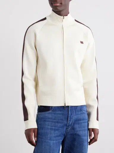 Wales Bonner Tide Logo-Embroidered Knitted Jacket - Men | Thumbnail 3 Wales Bonner Tide Logo-Embroidered Knitted Jacket - Men | Thumbnail 3