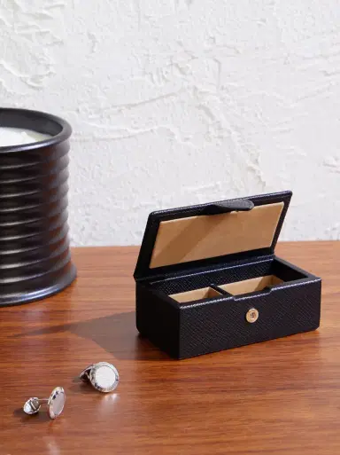 Smythson Panama Cross-Grain Leather Cufflink Box - Men | Thumbnail 2 Smythson Panama Cross-Grain Leather Cufflink Box - Men | Thumbnail 2