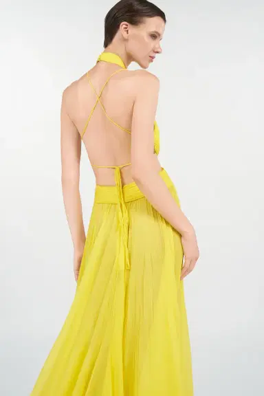 Roberto Cavalli Yellow Silk Maxi Dress with Cut-Outs | Thumbnail 6 Roberto Cavalli Yellow Silk Maxi Dress with Cut-Outs | Thumbnail 6