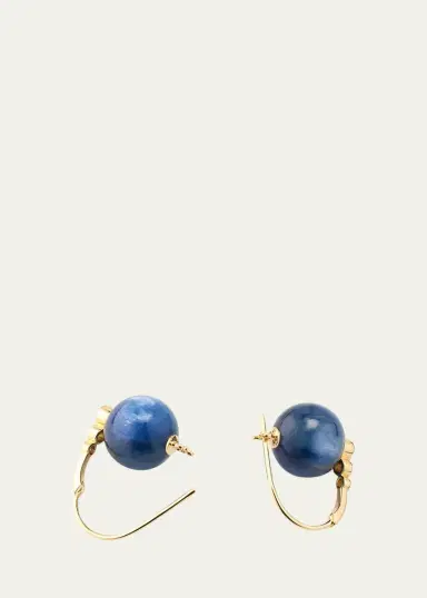 Sydney Evan 14K Yellow Gold 12mm Kyanite Luxuria Round Graduated Bezel Earrings | Thumbnail 4 Sydney Evan 14K Yellow Gold 12mm Kyanite Luxuria Round Graduated Bezel Earrings | Thumbnail 4