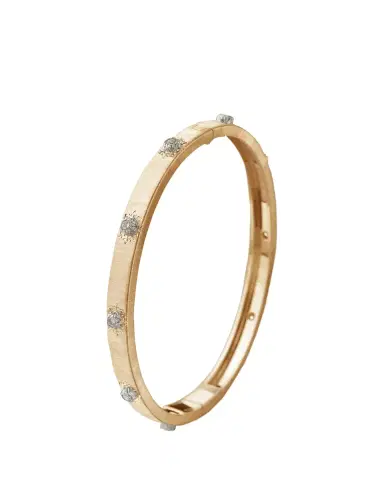 Buccellati Macri Classica 18K Yellow and White Gold Rigato Bracelet with Diamonds | Thumbnail 2 Buccellati Macri Classica 18K Yellow and White Gold Rigato Bracelet with Diamonds | Thumbnail 2