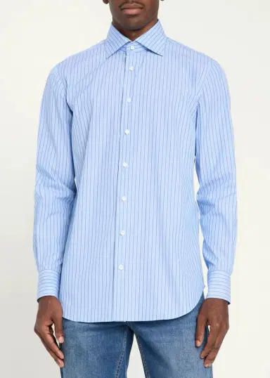 Cesare Attolini Men's Cotton Multi-Stripe Classic Fit Sport Shirt | Thumbnail 4 Cesare Attolini Men's Cotton Multi-Stripe Classic Fit Sport Shirt | Thumbnail 4