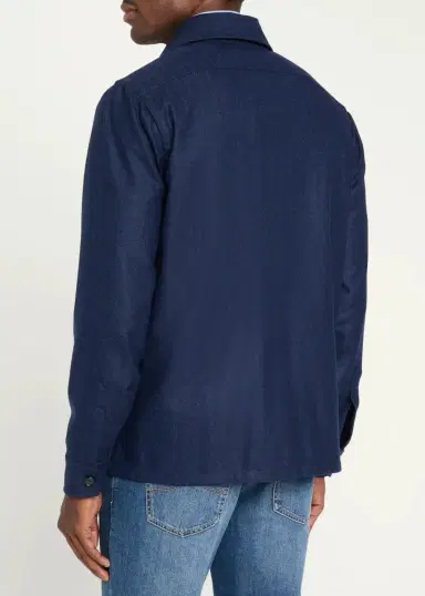 Cesare Attolini Men's Wool Micro-Herringbone Overshirt | Thumbnail 3 Cesare Attolini Men's Wool Micro-Herringbone Overshirt | Thumbnail 3